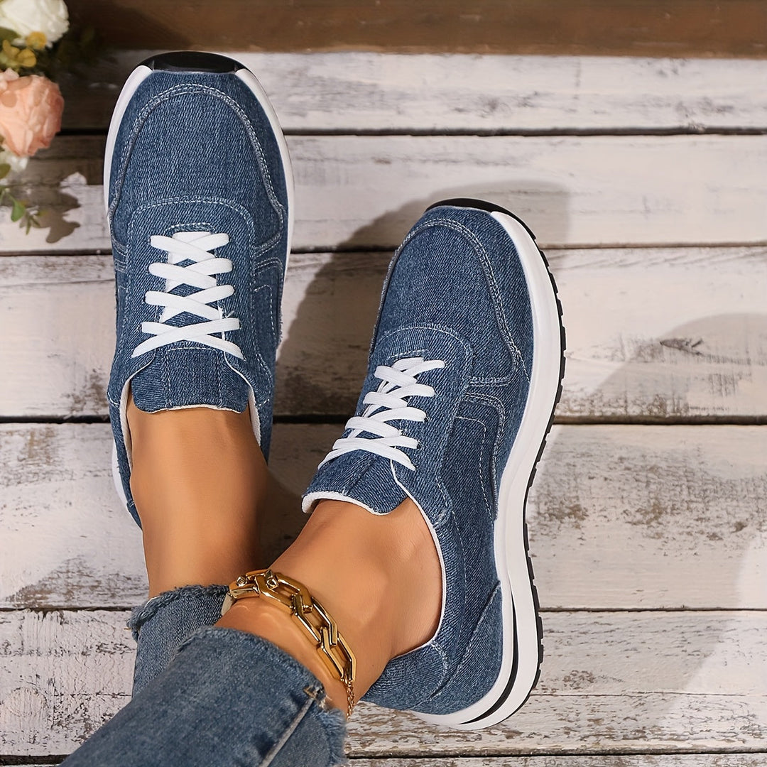 Blue Women's Blaire arch support sneakers. Features wide toe box, shock absorbing sole for comfortable walking.