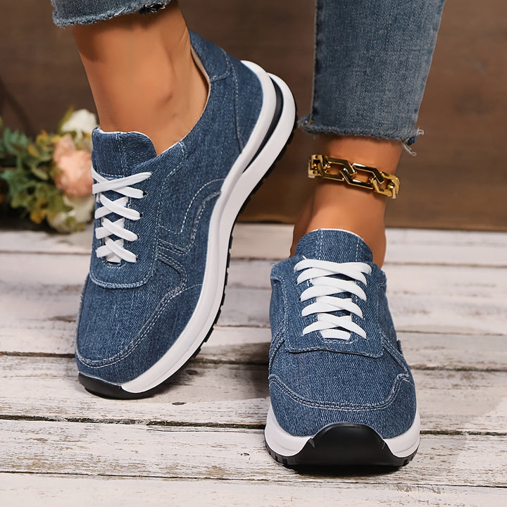 Blaire women's casual blue sneakers. Ideal comfortable footwear with arch support for daily walks & everyday shoes.