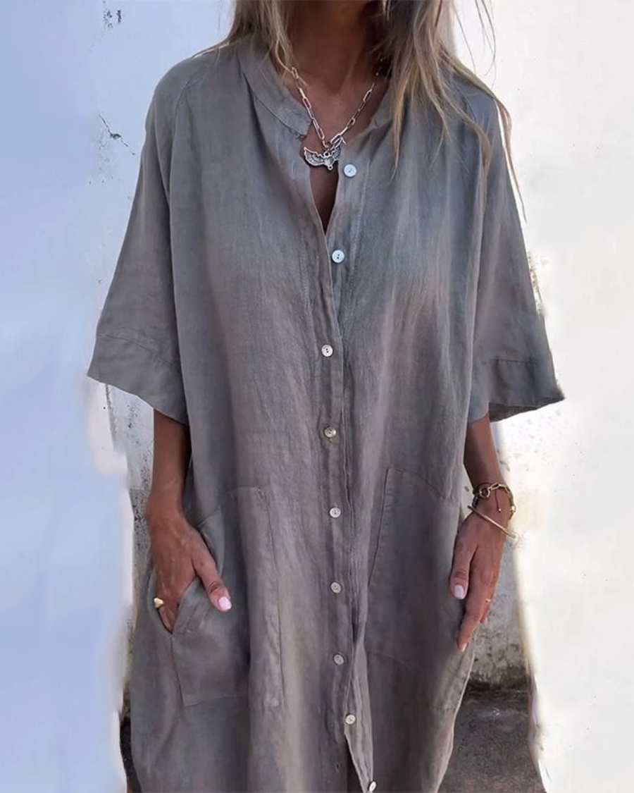 Women's boho floral button-down maxi dress, perfect for summer vacations and effortless style.