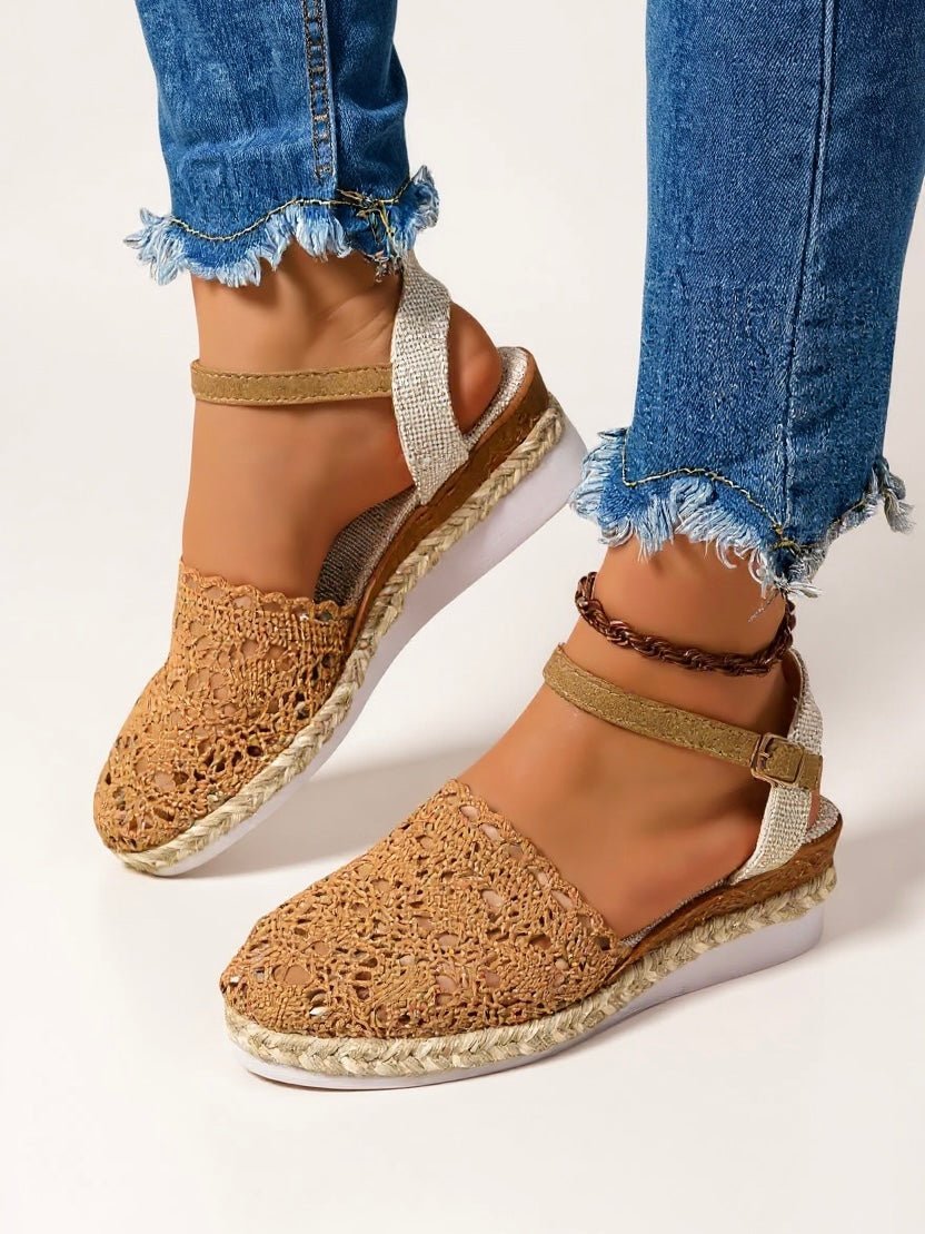 Casual women's espadrille sandals. Boho platform design, ideal for beach, garden party & warm weather.