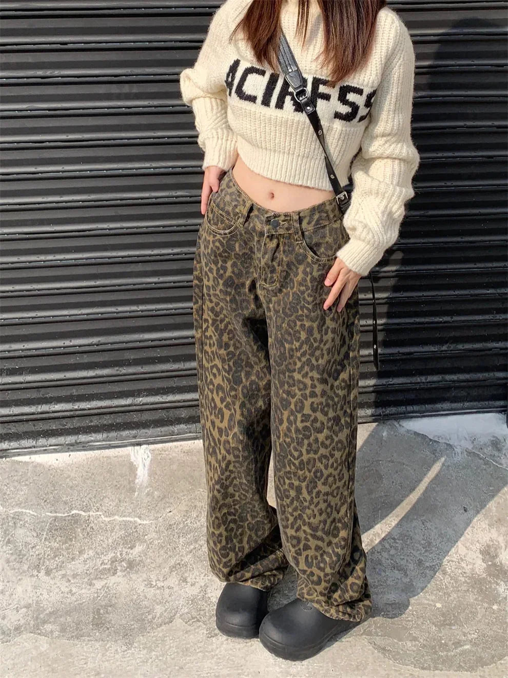 Fashion-forward women's leopard print jeans, perfect for a bold style statement & trendy casual outfits.