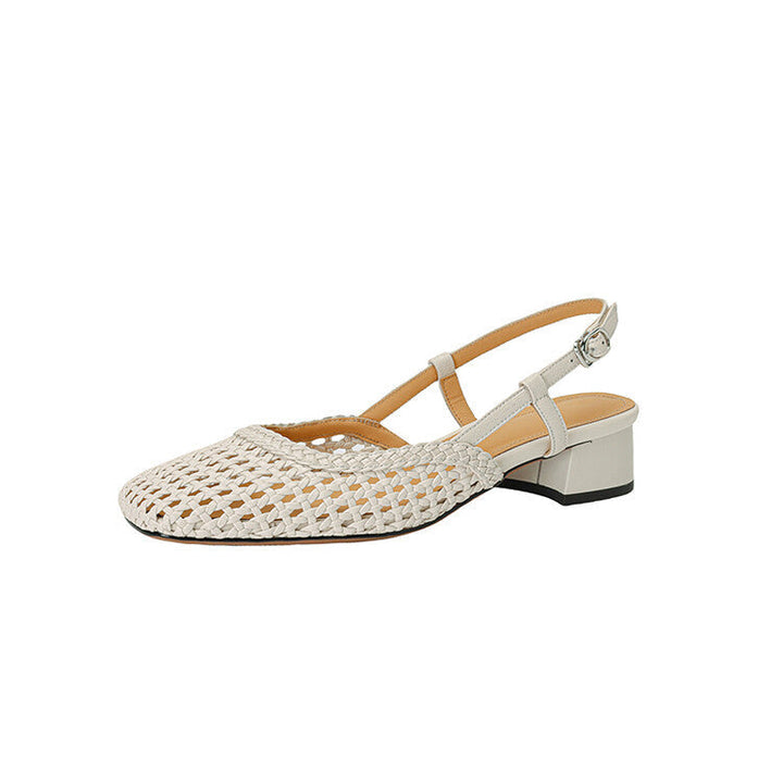 Chic women's braided slingback sandals with a comfortable block heel, ideal for any occasion.