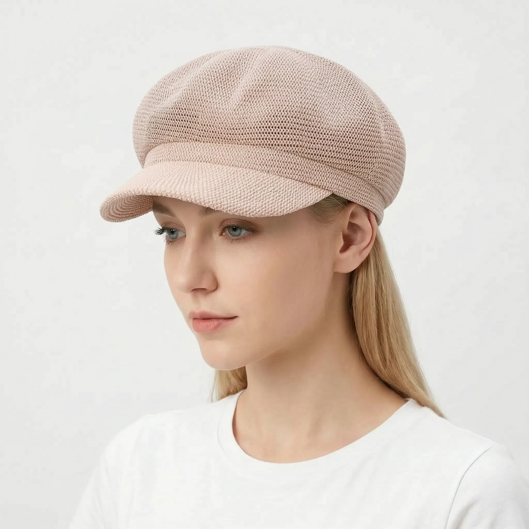 Elegant women's open-weave summer sun hat, perfect for sunny beach days and outdoor adventures. Breathable design.