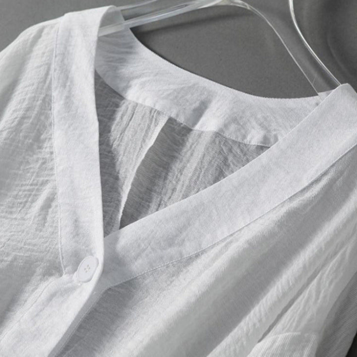 Stylish women's breezy shirt featuring balloon sleeves & a comfortable relaxed fit, ideal for summer wear.