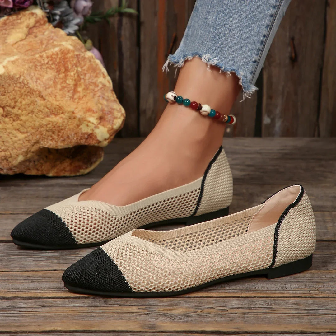Slip-on comfort flats for women, elegant pointed toe Calora design, versatile & breathable.