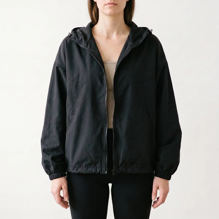 Fashionable women's casual hooded jacket. Comfortable and lightweight outerwear, great for spring, fall, or transitional style.