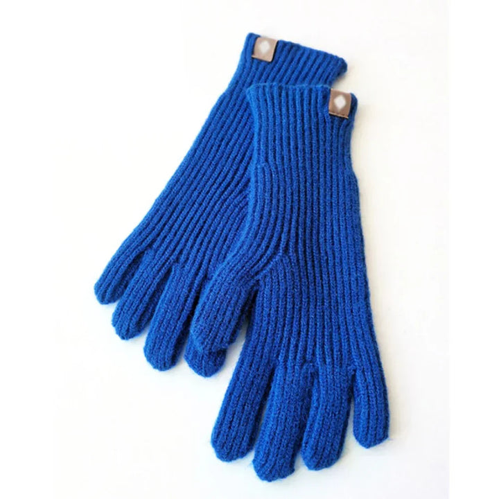 Stylish cotton knitted women's gloves, warm for outdoor winter activities.