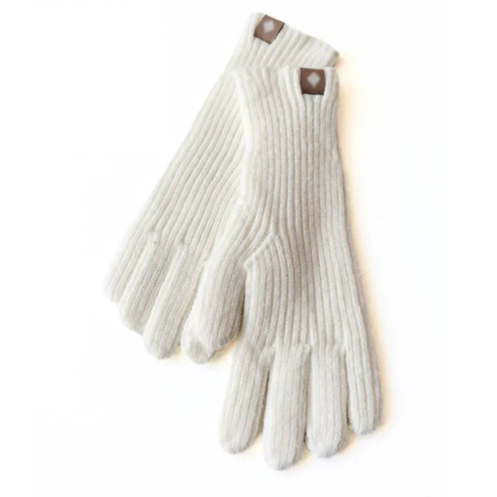 Fashionable women's touchscreen knitted gloves, perfect for casual winter wear.