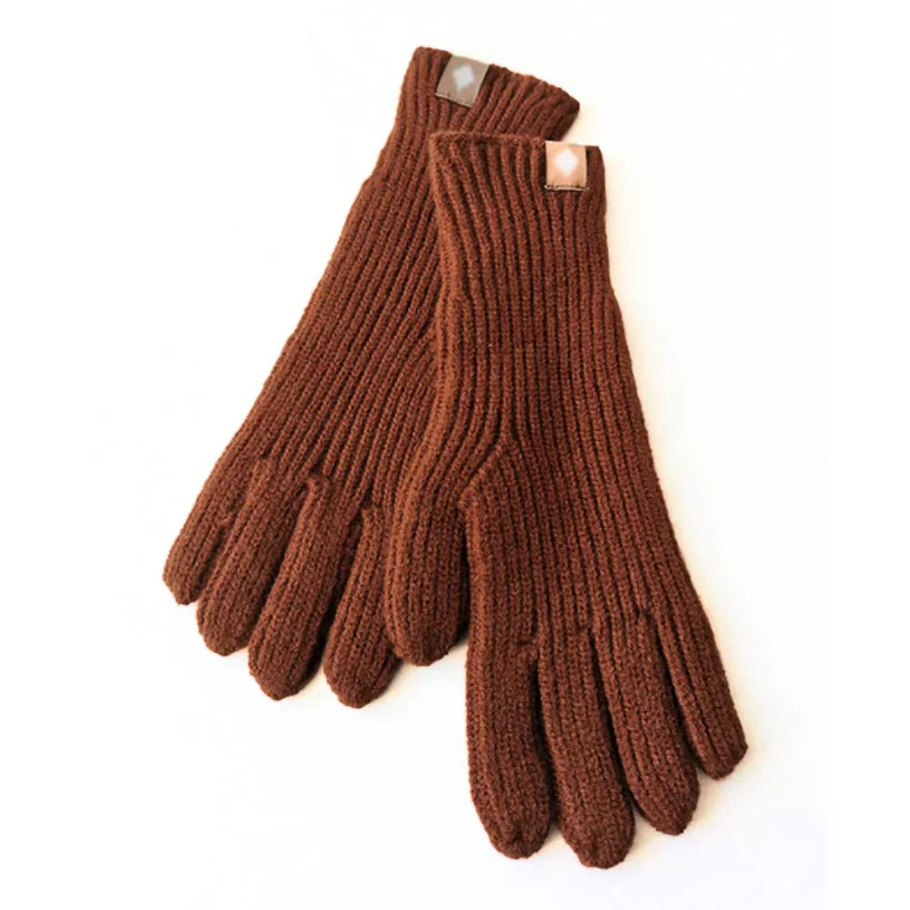 Comfortable knitted women's gloves, warm and practical with touchscreen fingers.