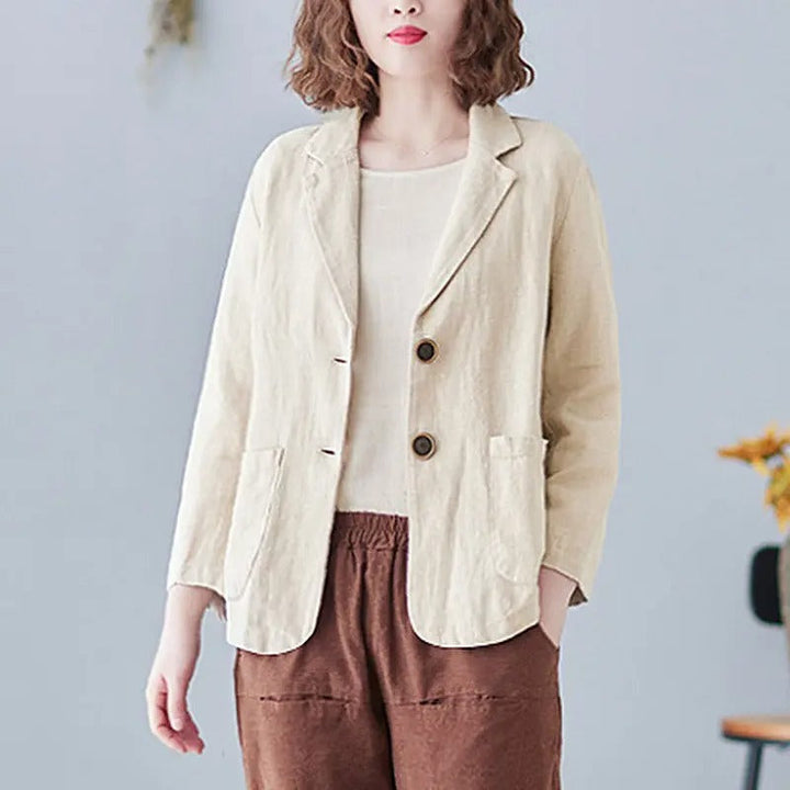 Effortless women's casual blazer, relaxed fit, single-breasted. A lightweight layering piece for spring and summer.