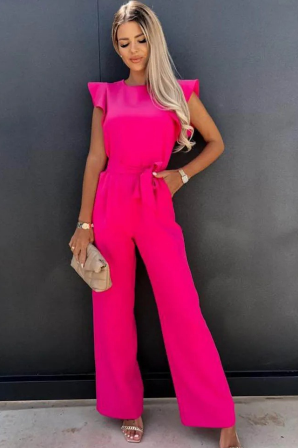Comfortable women's open-back jumpsuit, a stylish high-waist one-piece perfect for spring fashion & party events.