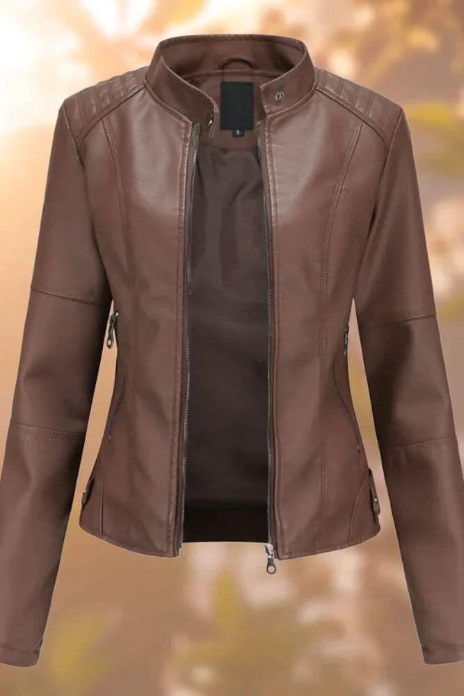 Modern fashion statement: Women's chic structured leather jacket. Polished tailored fit for sophisticated style.