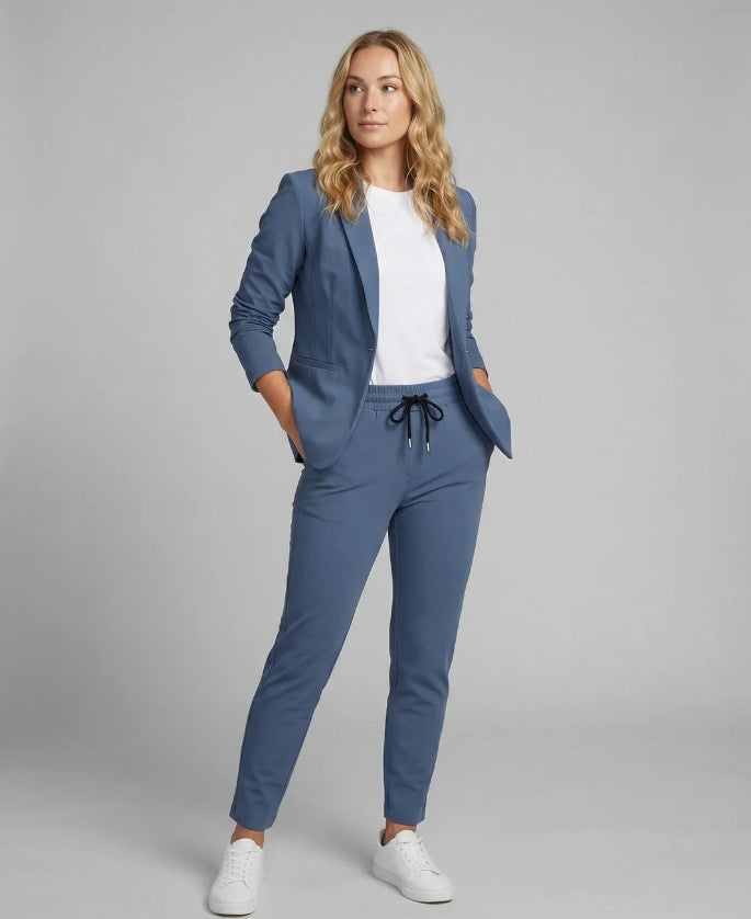 Professional women's tailored suit set. This two-piece outfit offers modern style & effortless elegance.
