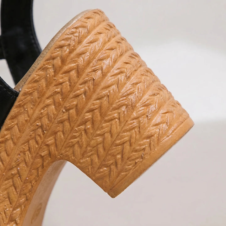 Vacation-ready women's chunky platform sandals with a sturdy block heel and strappy design.