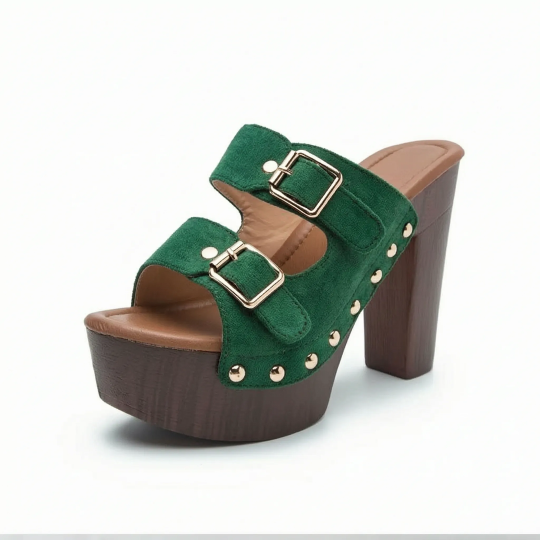 Retro-inspired women's platform sandals featuring a chunky block heel, open toe, and comfortable adjustable straps.