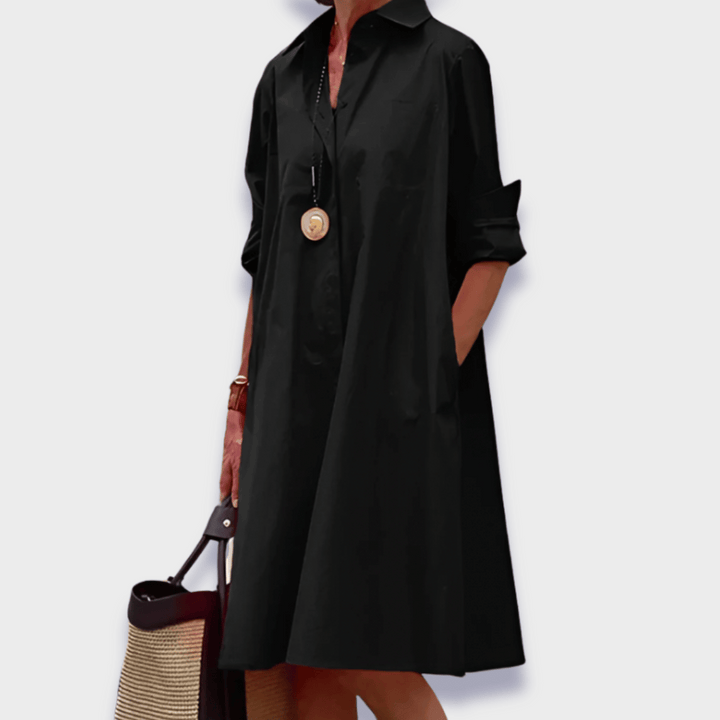 Comfortable women's midi polo dress in classic style, ideal for everyday wear, spring, and summer fashion.