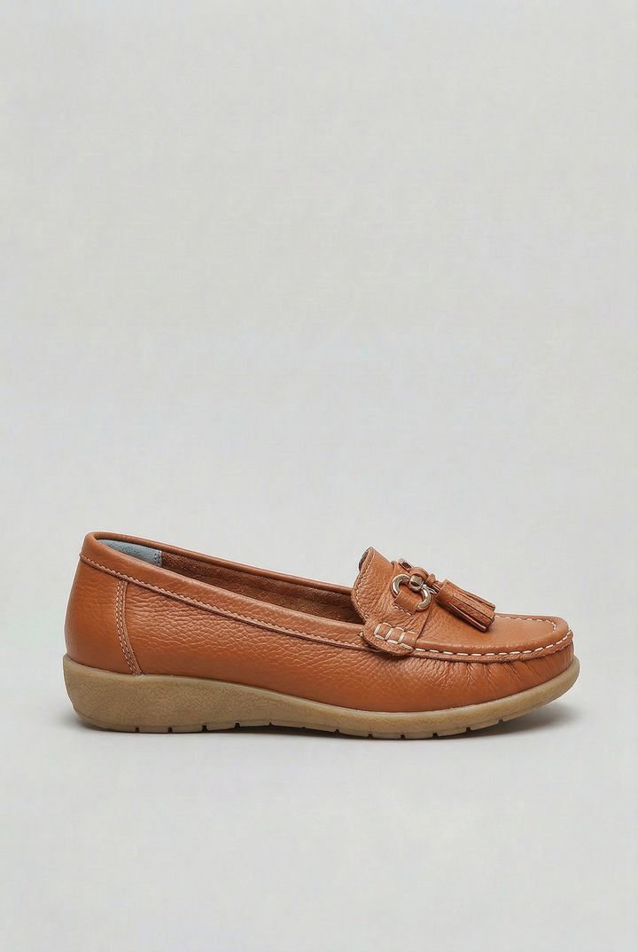 Back view of women's comfortable slip-on loafers, showcasing practical design for easy everyday wear.