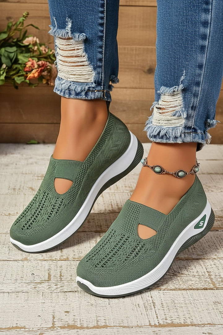 Grey Women's CloudStride comfort walking shoes, lightweight and supportive for daily use.