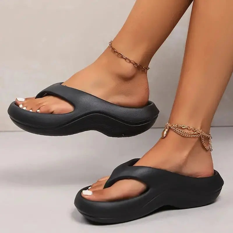 Slip-on women's CloudWalk platform flip flops, perfect summer shoes with shock-absorbing comfort.