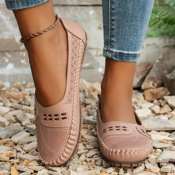 Easy slip-on comfort loafers for women, essential casual flats for everyday wear.
