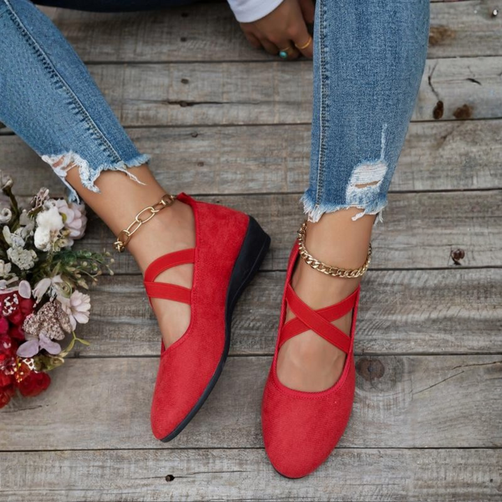 Comfy women's closed-toe wedge slip-on shoes designed for all-day wear. Stylish and versatile everyday ladies footwear.