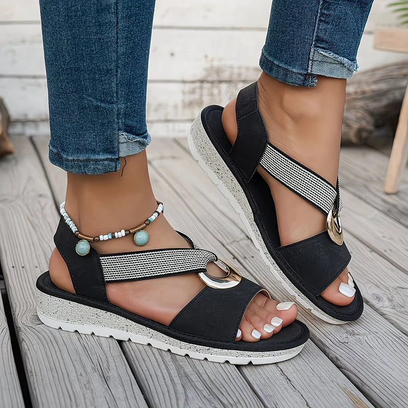 Essential summer women's sandals: comfortable, orthopedic, and styled with stretch straps for easy wear.