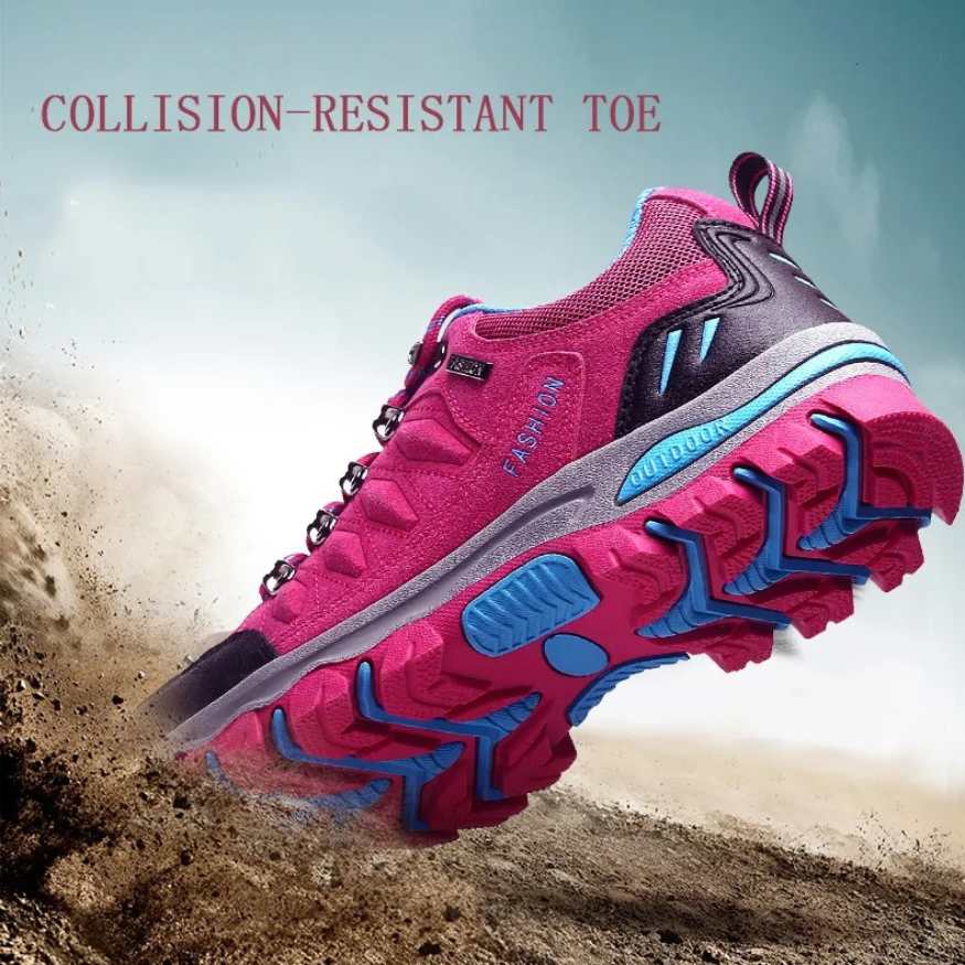 Outdoor footwear for women: gray and pink trail hiking shoes with excellent grip and durability