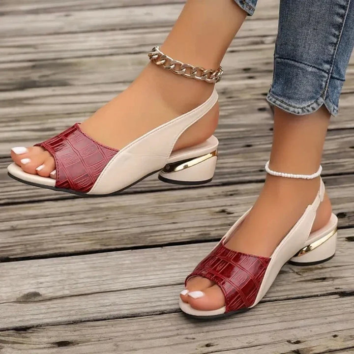 Women's comfortable slip-on slingback sandals with stylish croc texture and a practical low heel.