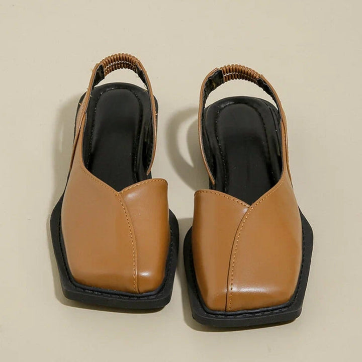Stylish brown women's square-toe slip-on flats, perfect for comfortable and fashionable daily wear.