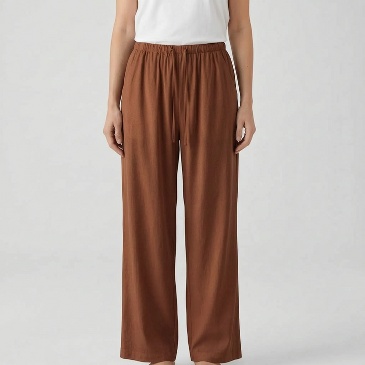 Stylish high-waisted wide-leg summer pants for women, perfect for warm weather comfort.