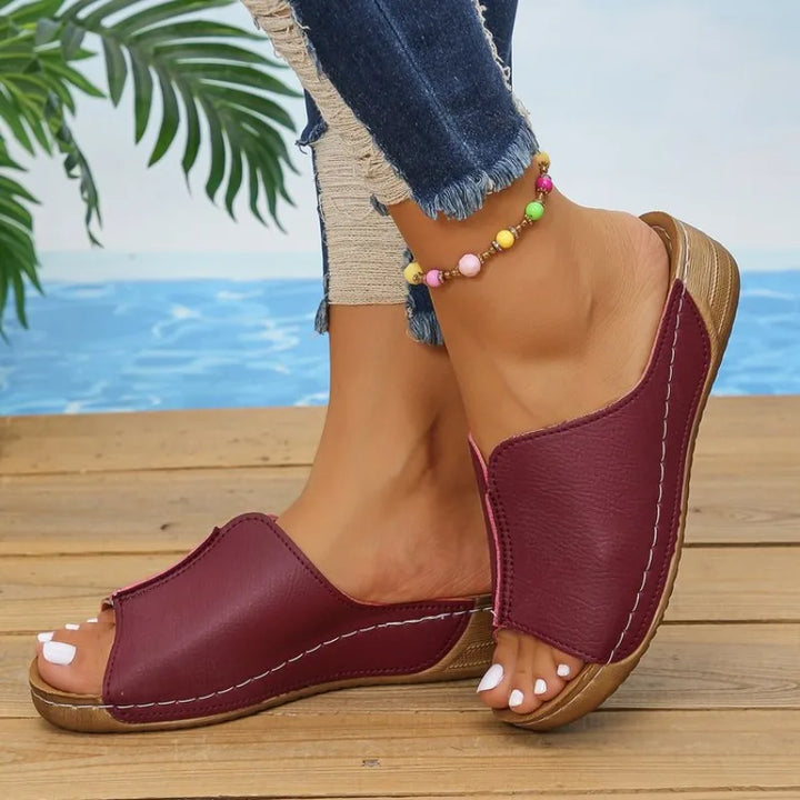 Stylish women's platform wedge sandals, comfortable slip-on design for everyday outdoor use.