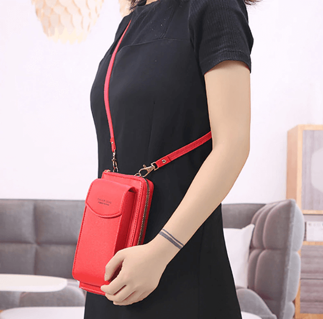 Women's compact PU leather crossbody bag with adjustable strap for daily use.