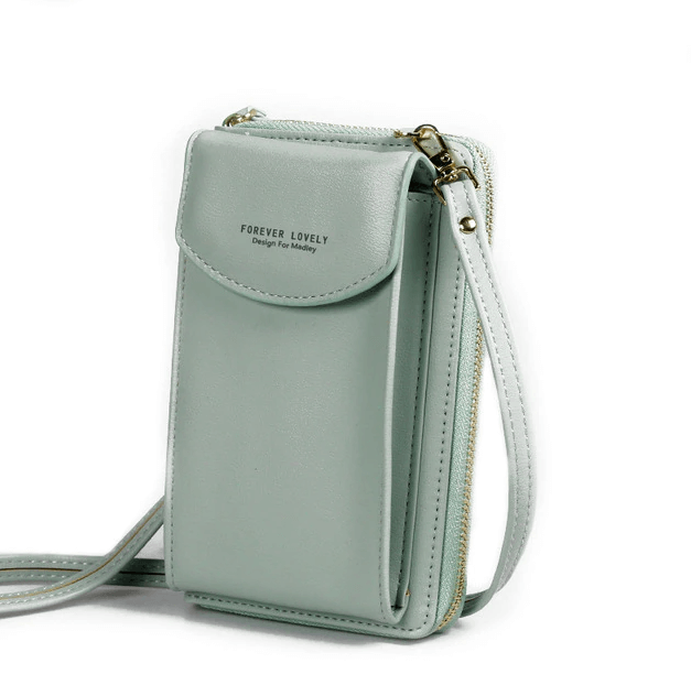 Women's compact PU leather crossbody bag, adjustable strap, ideal for hands-free convenience.