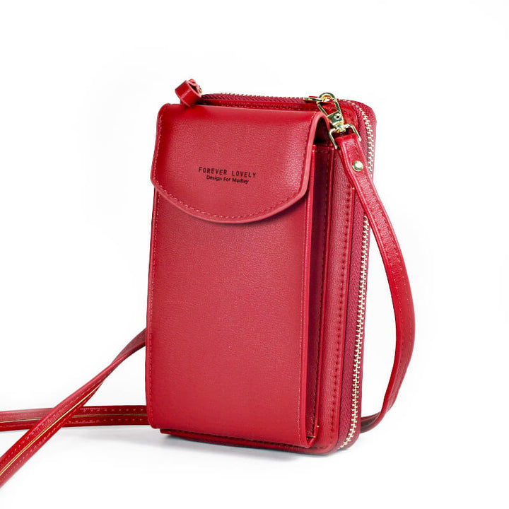 Durable PU leather compact bag for women, ideal for travel and casual outings.
