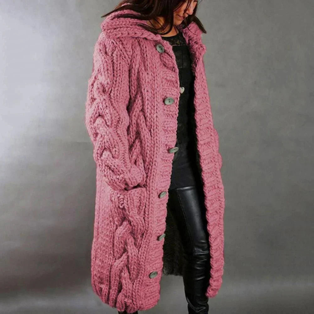 Bestselling women's hooded cable knit maxi cardigan. Cozy and warm long knit outerwear, stylish for fall.