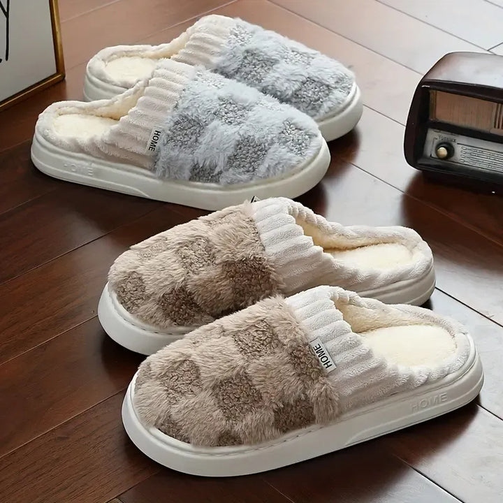 Comfortable women's indoor slippers, designed for cozy home relaxation. Soft, slip-on loungewear.