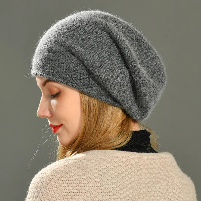 Stylish women's slouch beanie. Soft knit winter hat for fashion-forward cold weather accessory & cozy warmth.
