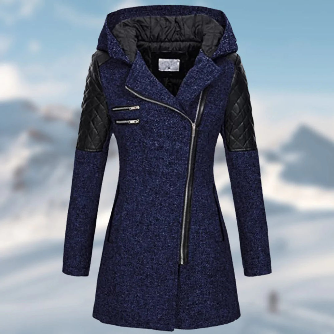 Premium women's cozy quilted sleeve winter coat, warm & stylish cold weather jacket.