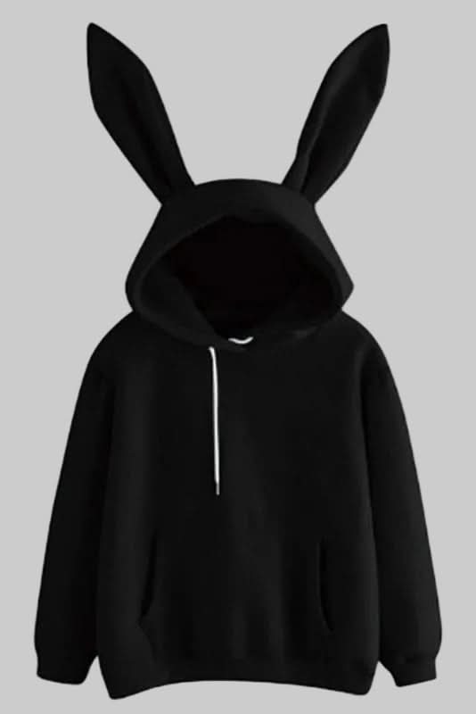 Ultra-soft women's rabbit ear hoodie. Comfy long sleeve pullover, ideal for relaxed everyday fashion.