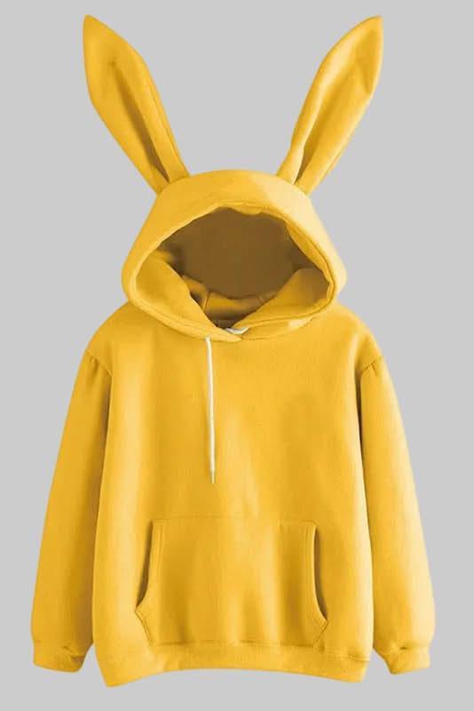 Stylish women's rabbit ear hoodie. Playful comfort for everyday wear, casual outings, or cozy lounging.