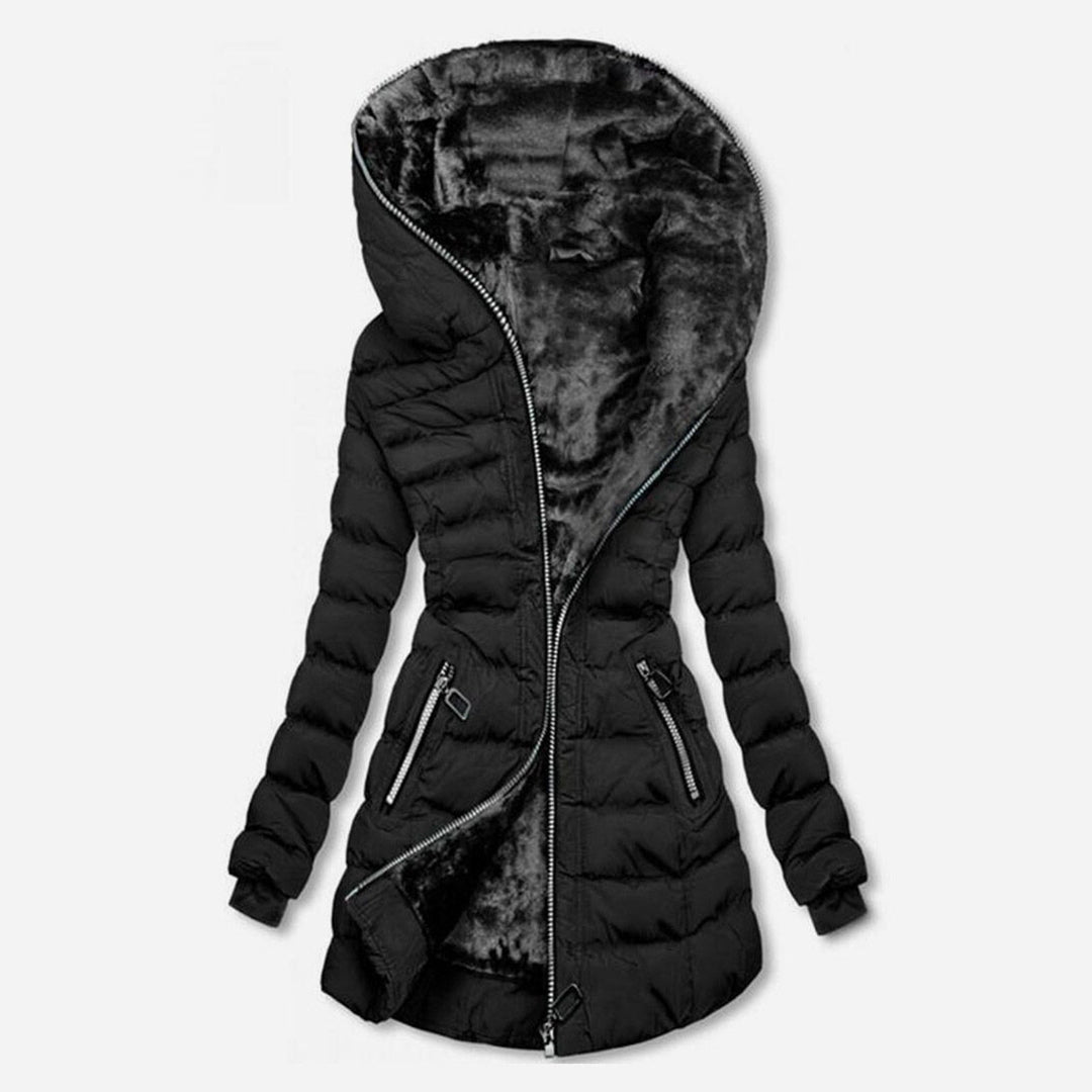 Durable women's warm winter jacket, ideal long coat for outdoor activities & cold weather.