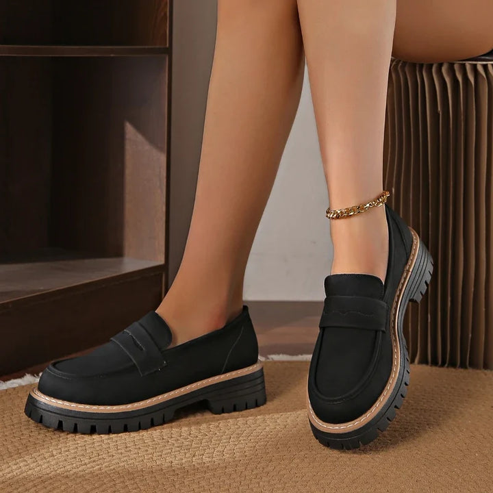 Everyday women's platform loafers, slip-on, shock-absorbing comfort with cushioned orthopedic insole.