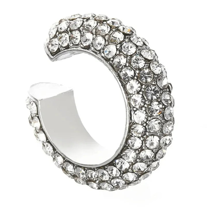 Dazzling pavé crystal no-piercing ear cuff, a brilliant women's fashion accessory for sparkle.