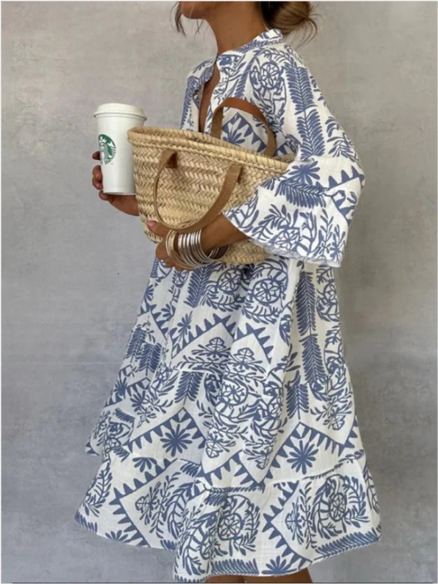 Stylish women's floral tiered sundress, a comfortable and flowy boho dress for spring and summer.
