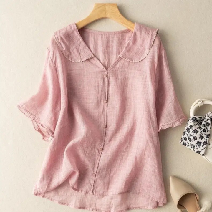 Casual women's linen shirt, lightweight and super comfortable. A stylish breathable top for summer fashion.