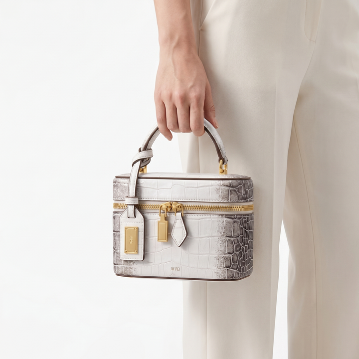Stylish daily carry women's shoulder bag, crocodile print faux leather design.