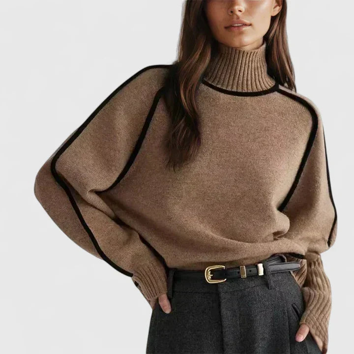 Sophisticated women's gray elegant fitted knit sweater. A stylish long-sleeve top for fall and winter versatile fashion.