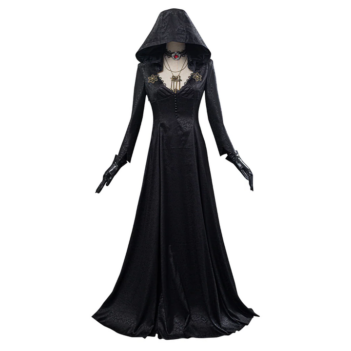 Elegant women's gothic vampire dress, perfect adult fantasy outfit for cosplay events or Halloween parties.