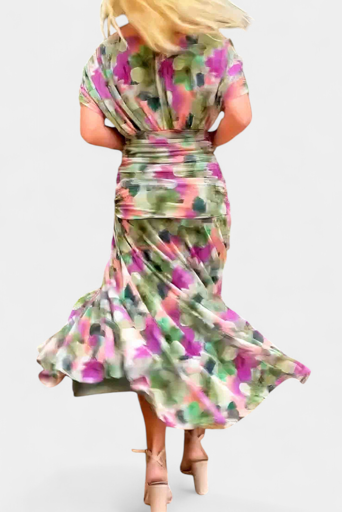 Long off-shoulder formal dress for women, elegantly draped, ideal for special events and parties.