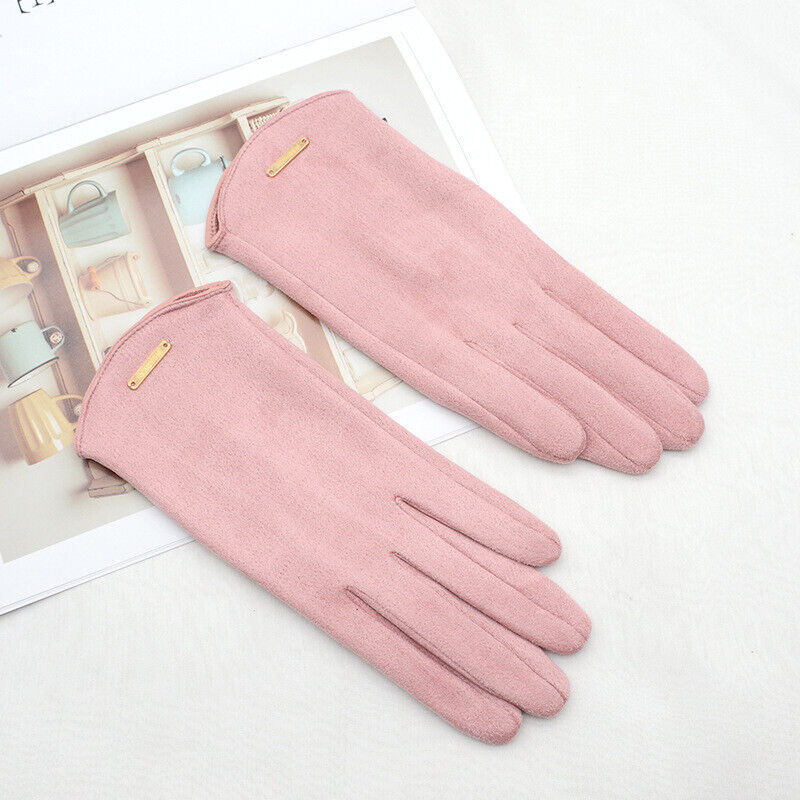 Elegant women's suede winter gloves, cashmere-lined for warmth and designed for touchscreens.